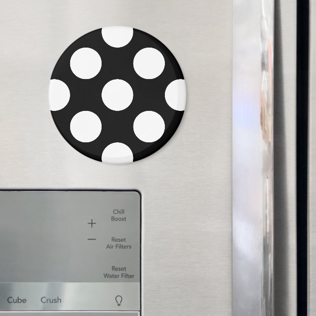 Black and White Polka Dots, Polka Dot Pattern Magnet (In Situ (Fridge))