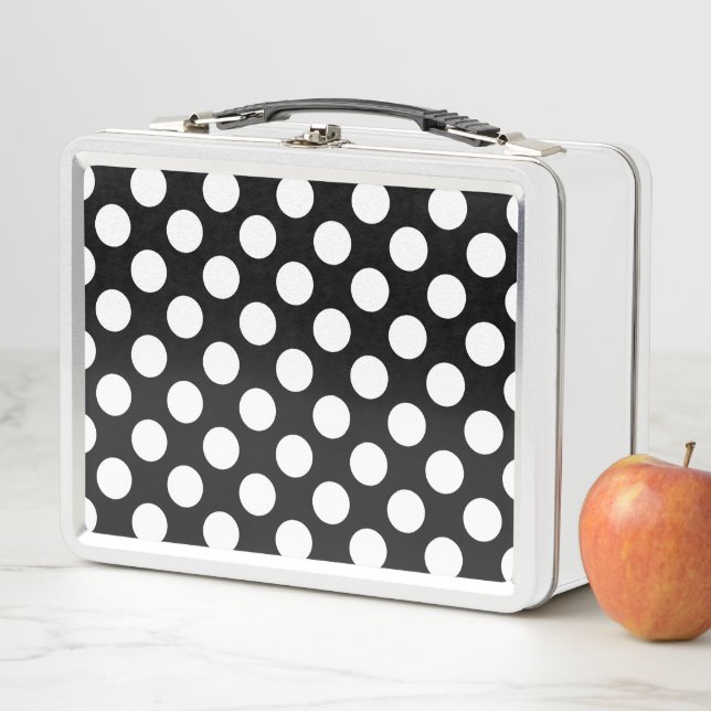 Black and White Polka Dots, Polka Dot Pattern Metal Lunch Box (In Situ)