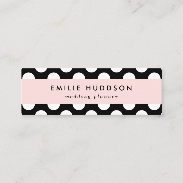 Black and White Polka Dots, Polka Dot Pattern Mini Business Card (Front)