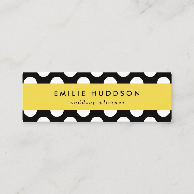 Black and White Polka Dots, Polka Dot Pattern Mini Business Card (Front)