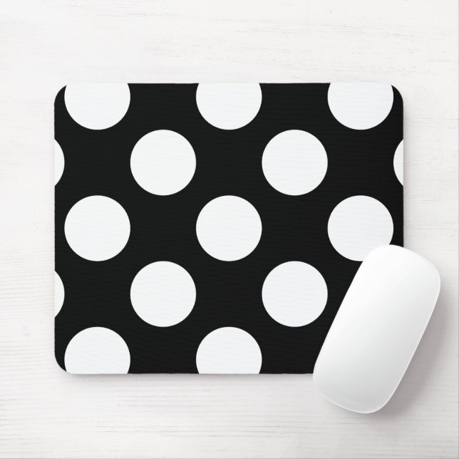 Black and White Polka Dots, Polka Dot Pattern Mouse Pad (With Mouse)