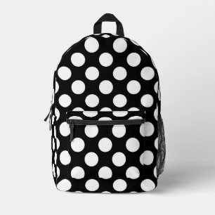 Black and White Polka Dots, Polka Dot Pattern Printed Backpack