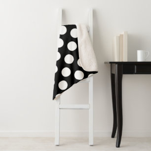 Black and White Polka Dots, Polka Dot Pattern Sherpa Blanket