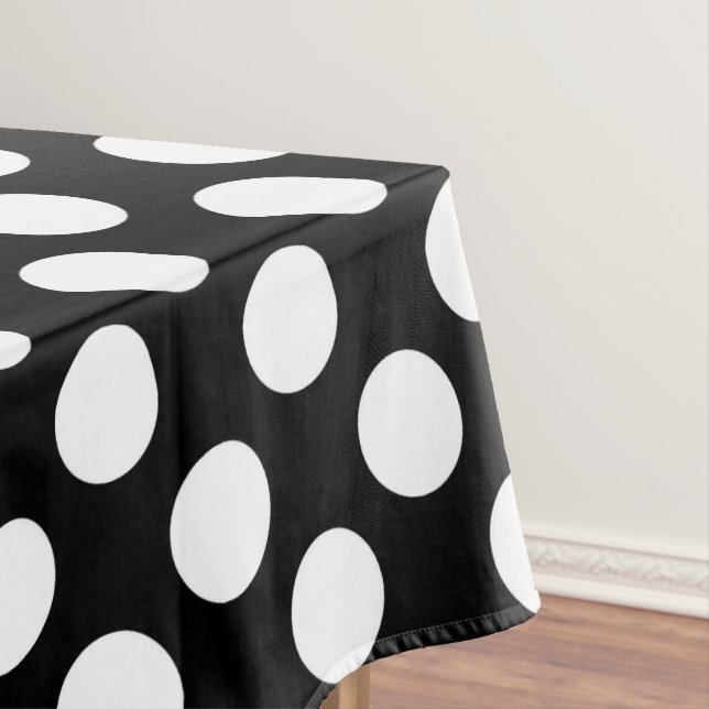 Black and White Polka Dots, Polka Dot Pattern Tablecloth (In Situ)