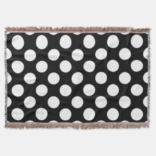 Black and White Polka Dots, Polka Dot Pattern Throw Blanket