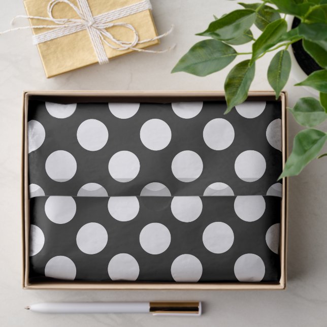 Black and White Polka Dots, Polka Dot Pattern Tissue Paper (Gift)