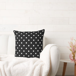 Black and White Polka Dots Throw Pillow