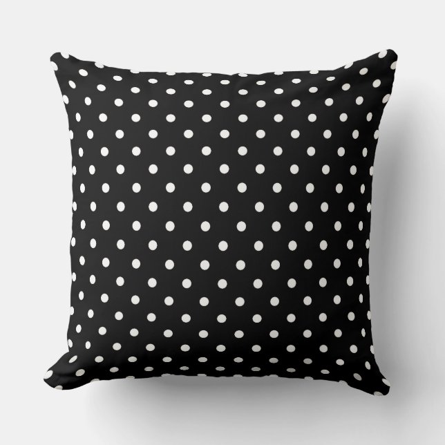 Black And White Polka Dots Throw Pillow (Front)