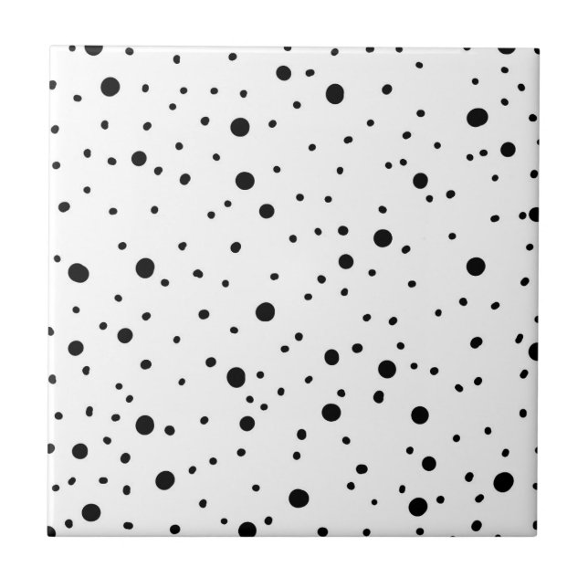Black and White Polka Dots    Tile (Front)