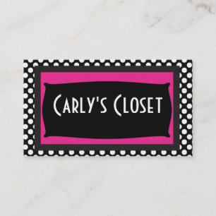 Black and White Polka Dots w/ Designer Name Plate Business Card
