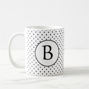 Black and White Polka Dots w/Monogram Coffee Mug
