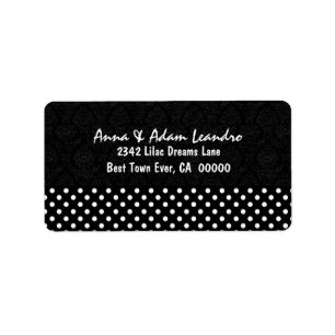Black and White Polka Dots Wedding E304D Label