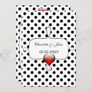 Black and White Polka Dots Wedding Invitation