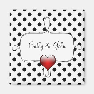 Black and White Polka Dots Wedding Magnet