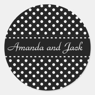 Black and White Polka Dots Wedding Wedding Sticker