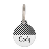 Black And White Polka Dots With Name And Number Pet Tag (Front)