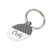 Black And White Polka Dots With Name And Number Pet Tag (Side)