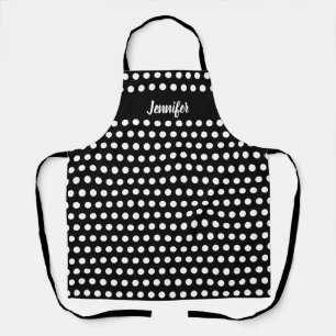 Black and White Polka Dots Womens Personalized Apron