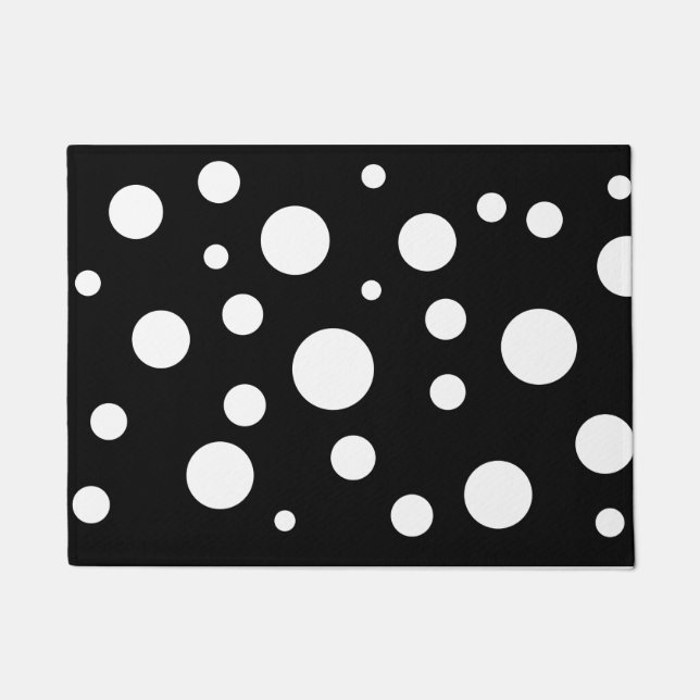 Black and White Polka Dotted Outdoor Mat (Front)