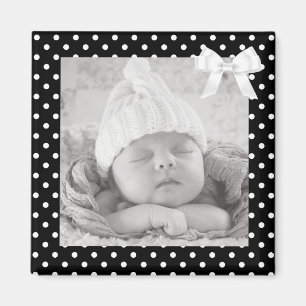 Black and White Polka Dotted Photo Magnet