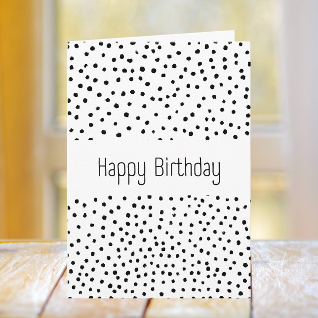 Black And White Polkadot Pattern Birthday Card (Creator Uploaded)