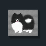 Black and White Pomeranian Cartoon Dog Canvas Print<br><div class="desc">Black and white parti Pom. Adorable canvas print for Pomeranian lovers.</div>
