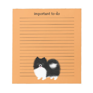Black and White Pomeranian with Custom Text  Notepad