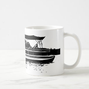 Black and White Pontoon Boat Personalized Mug