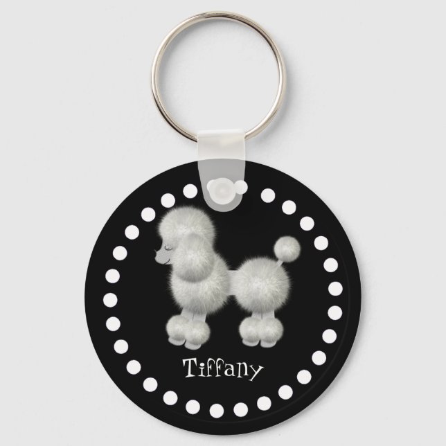 Black and White Poodle Key Chain (Front)
