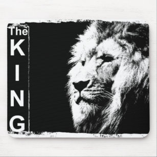 Black And White Pop Art Lion Head Picture Template Mouse Pad