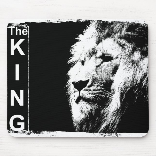 Black And White Pop Art Lion Head Picture Template Mouse Pad (Front)