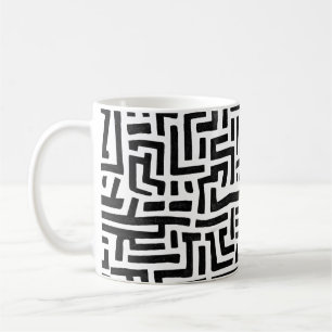 Black and White Pop Art Maze Pattern Coffee Mug