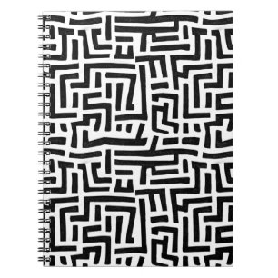 Black and White Pop Art Maze Pattern Notebook