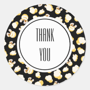 Black and White Popcorn Pattern Personalized Classic Round Sticker