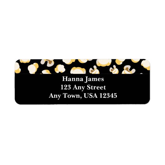 Black and White Popcorn Pattern Personalized Return Address Label
