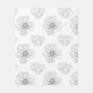 Black and White Poppy Fleece Blanket