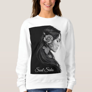 Black and white portrait of beautiful woman art sweatshirt