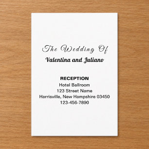 Black and White Portrait Wedding Reception Enclosure Card