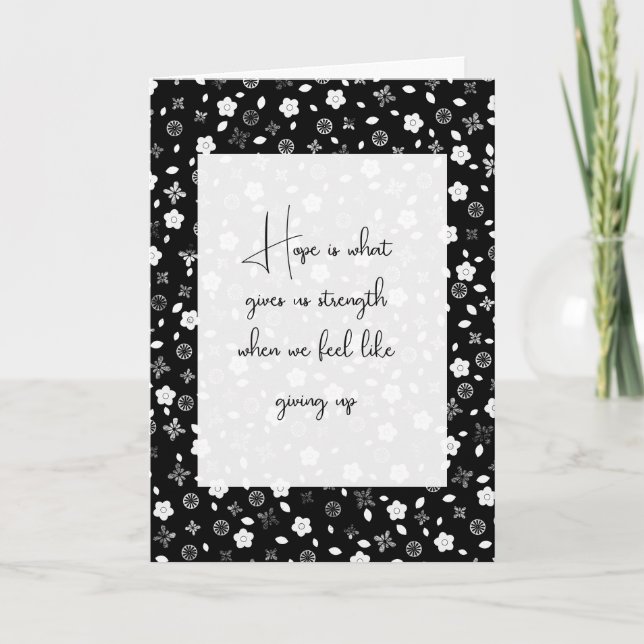 Black and White Posies Thinking Of You  Card (Front)