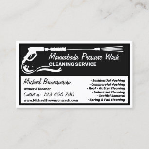 Black and White Power Washing auto cleaning Business Card