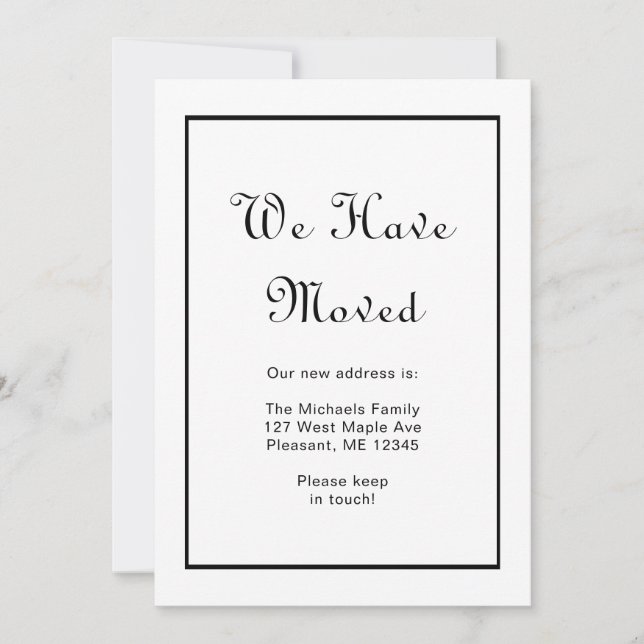 Black and White Pretty Dots Change of Address Announcement (Front)