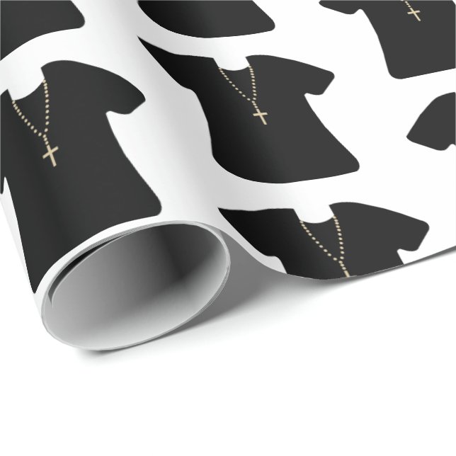 Black and White Priest or Pastor's Uniform Wrapping Paper (Roll Corner)