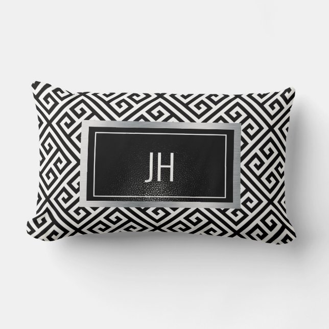Black and white print lumbar pillow (Front)