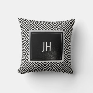 Black and white printed throw pillow