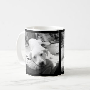 Black and White Prints of Cute Puppy Dog With Dad Coffee Mug