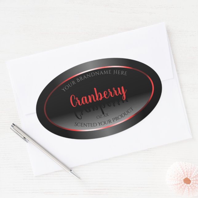 Black and White Product Label Decorative Red Frame (Envelope)