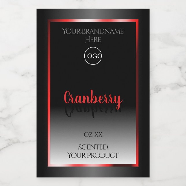 Black and White Product Label Red Decor Frame Logo (Single Label)