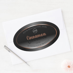 Black and White Product Label Rose Gold Frame Logo
