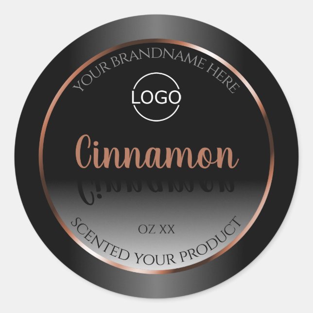 Black and White Product Label Rose Gold Frame Logo (Front)