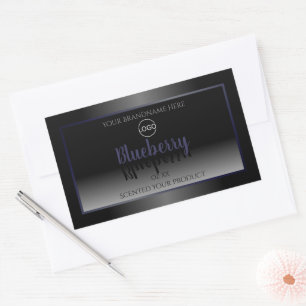 Black and White Product Labels Blue Frame Add Logo